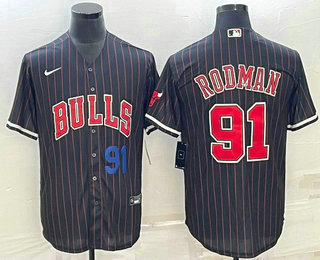 Mens Chicago Bulls #91 Dennis Rodman Number Black With Patch Cool Base Stitched Baseball Jersey,We sell and wholesale Mens Chicago Bulls #91 Dennis Rodman Number Black With Patch Cool Base Stitched Baseball Jersey on line form chian!